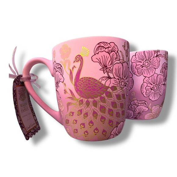 Pink Peacock Floral Mug with Gold Foil Accents - Picture 6 of 10